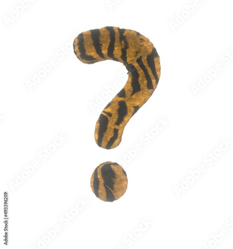 Furry Tiger Themed Font With White Background Question Mark