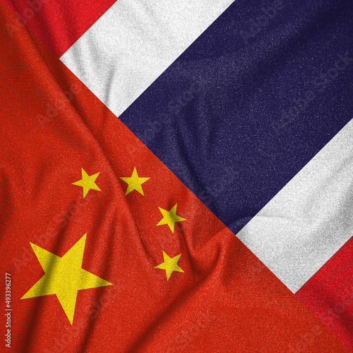 flags of china and thailand. 3d illustration