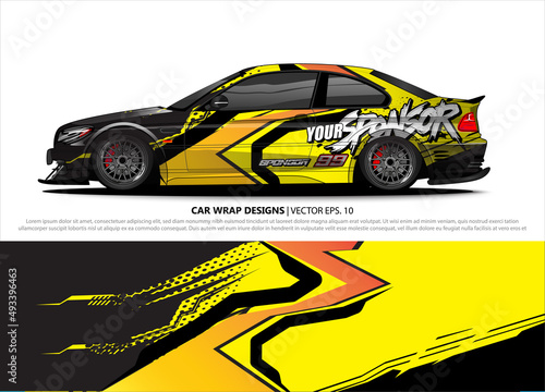 Car wrap decal design vector. abstract Graphic background kit designs for vehicle  race car  rally  livery  sport car 