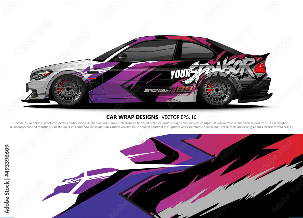 Car wrap decal design vector. abstract Graphic background kit designs for vehicle, race car, rally, livery, sport car Car wrap decal design vector. abstract Graphic background kit designs for vehicle, race car, rally, livery, sport car