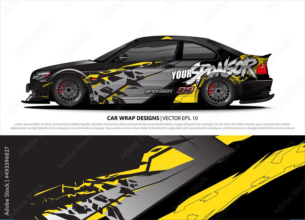 Car wrap decal design vector. abstract Graphic background kit designs for vehicle, race car, rally, livery, sport car Car wrap decal design vector. abstract Graphic background kit designs for vehicle, race car, rally, livery, sport car