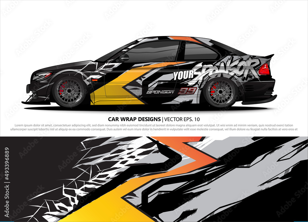 Car wrap decal design vector. abstract Graphic background kit designs for vehicle, race car, rally, livery, sport car Car wrap decal design vector. abstract Graphic background kit designs for vehicle, race car, rally, livery, sport car
