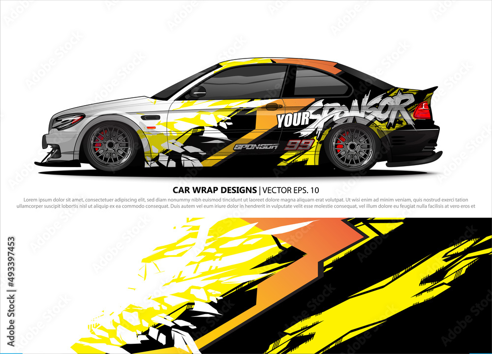 Car wrap decal design vector. abstract Graphic background kit designs for vehicle, race car, rally, livery, sport car Car wrap decal design vector. abstract Graphic background kit designs for vehicle, race car, rally, livery, sport car