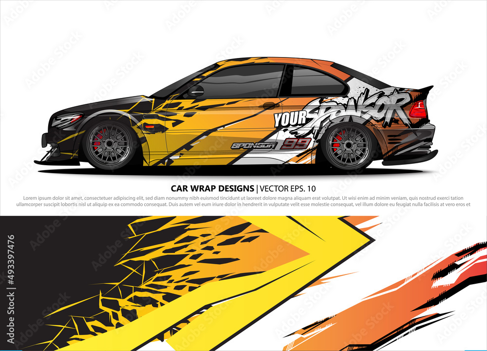 Car wrap decal design vector. abstract Graphic background kit designs for vehicle, race car, rally, livery, sport car Car wrap decal design vector. abstract Graphic background kit designs for vehicle, race car, rally, livery, sport car