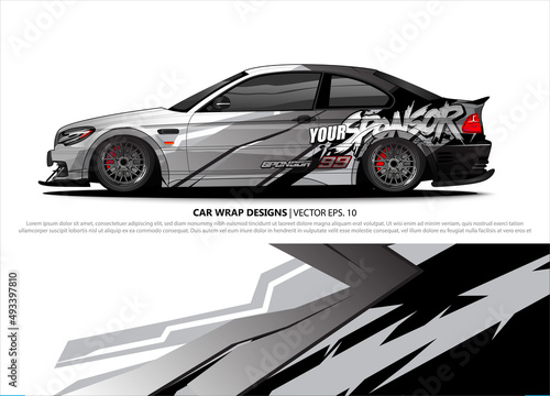 Car wrap decal design vector. abstract Graphic background kit designs for vehicle  race car  rally  livery  sport car