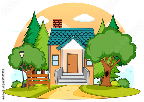 A simple house in nature background