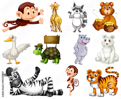 Set of animal cartoon character