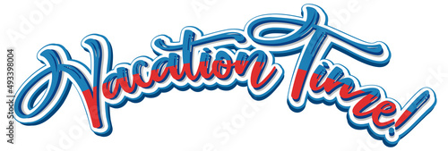 Vacation time text icon on white background
