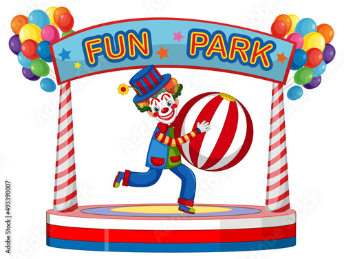 Clown performing on stage on white background