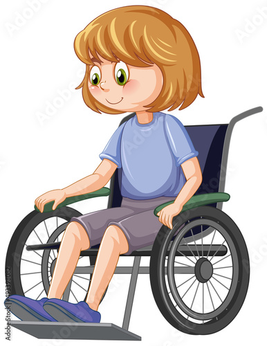 A girl sitting on whellchair