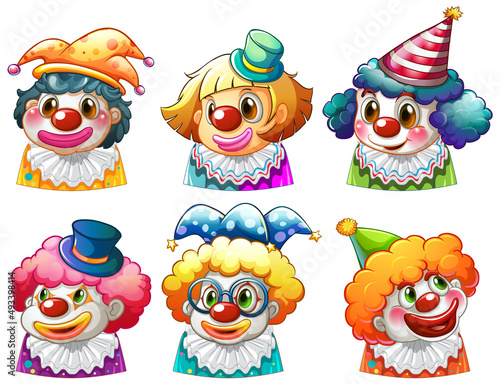Set of clown facial expression