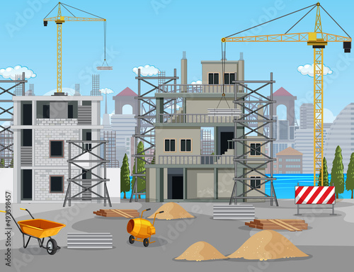Scene of building construction site
