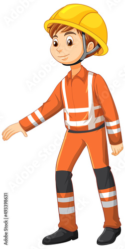 Man in rescue uniform on white background