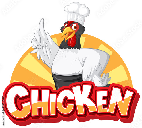 Chicken chef cartoon character logo