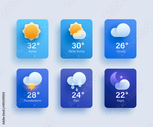 3d weather forecast icon set photo