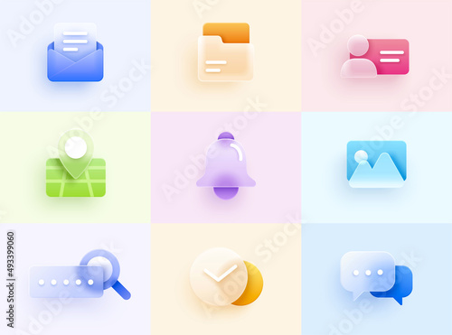 3d website or mobile app icon set