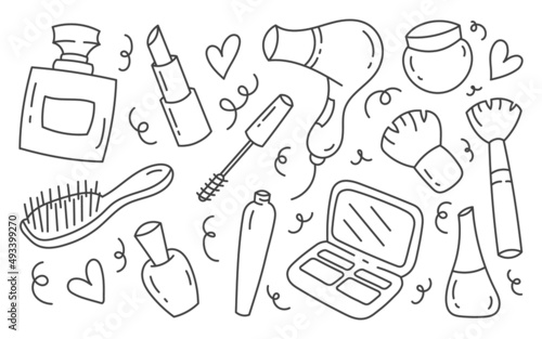 Wallpaper Mural A set of elements of decorative and care cosmetics. Isolated on a white background. Beauty and self-care. Sticker pack. Torontodigital.ca