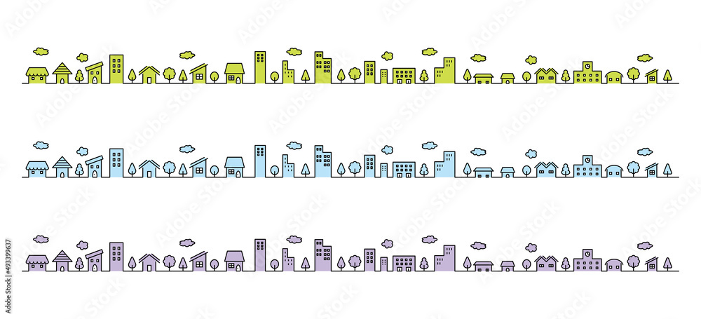 Obraz premium シンプルな街並みセット