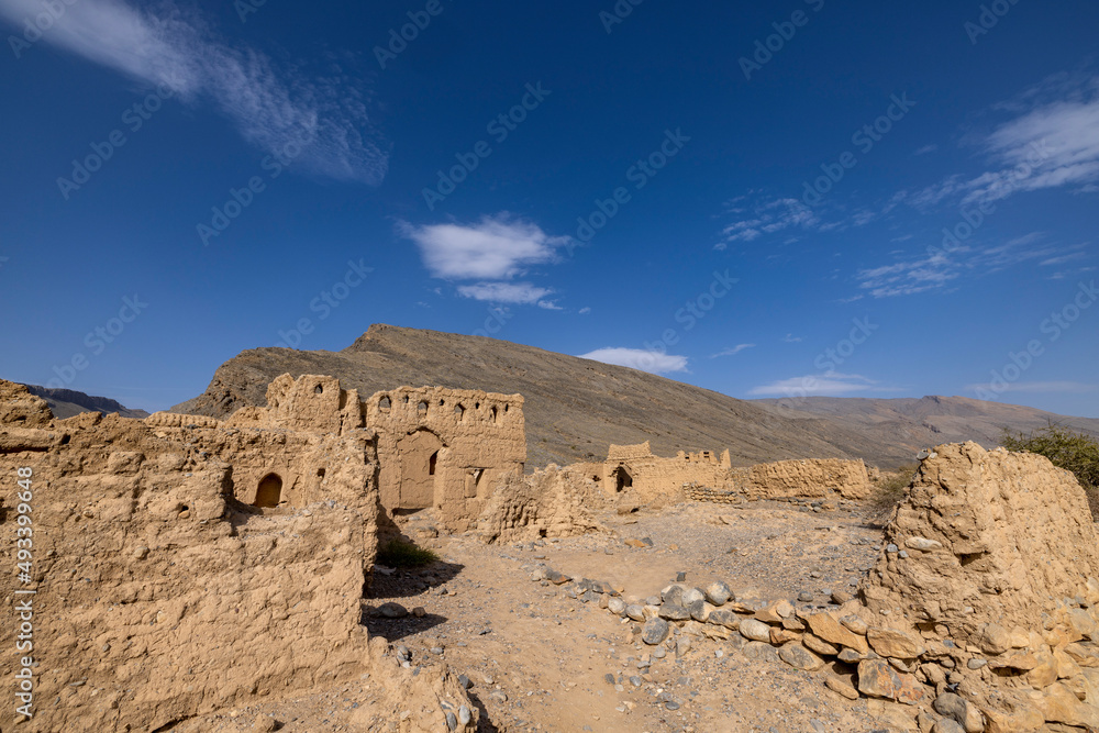 Mudbrick ruins Tanuf Oman