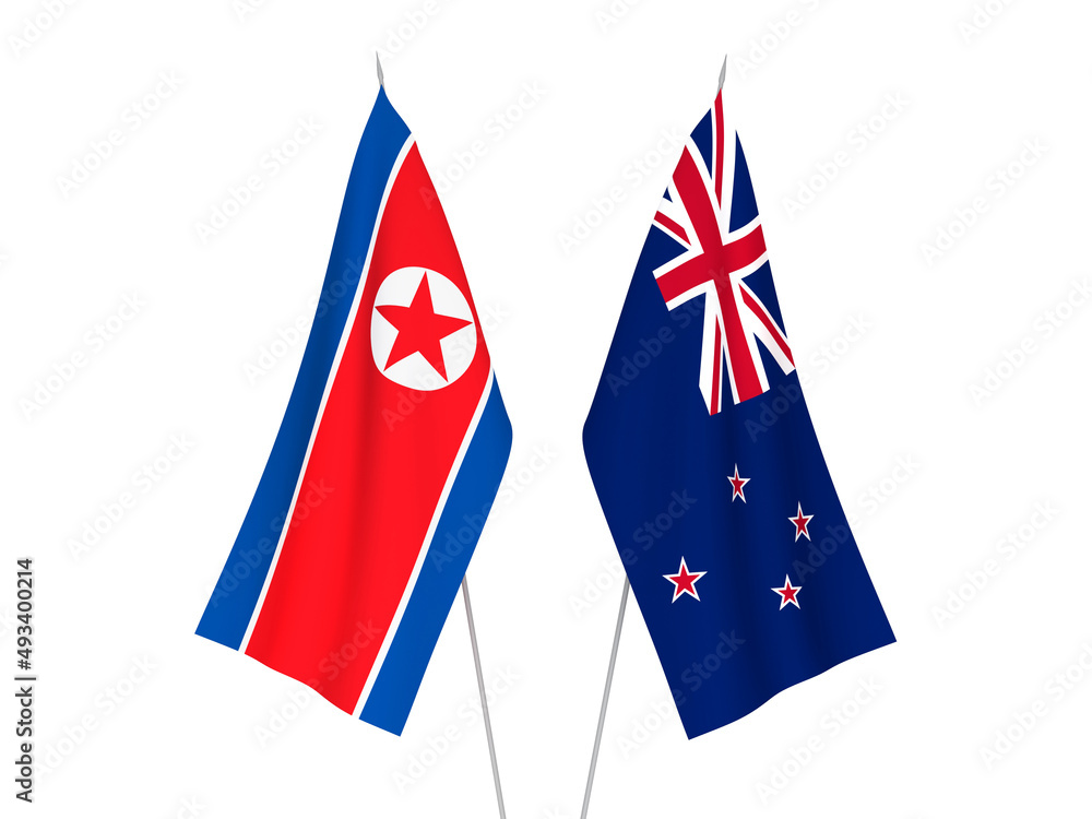 New Zealand and North Korea flags