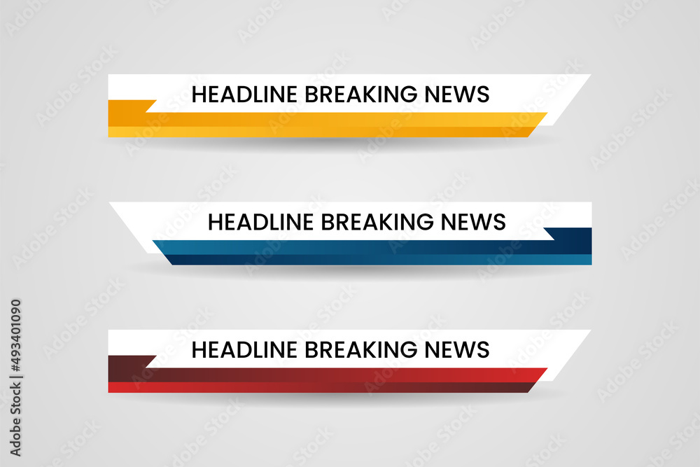 Set of bundle lower third vector design background texture banner template with yellow, red and blue shape strip color. Modern broadcast news lower for TV Bars, Sport, Video Channel, Screen, Show Set of bundle lower third vector design background texture banner template with yellow, red and blue shape strip color. Modern broadcast news lower for TV Bars, Sport, Video Channel, Screen, Show