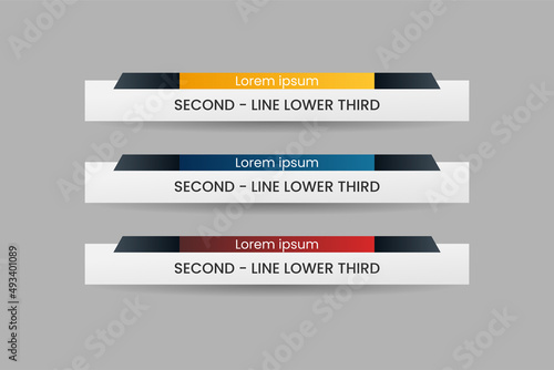 Set of bundle lower third vector design background texture banner template with yellow, red and blue shape strip color. Modern broadcast news lower for TV Bars, Sport, Video Channel, Screen, Show
