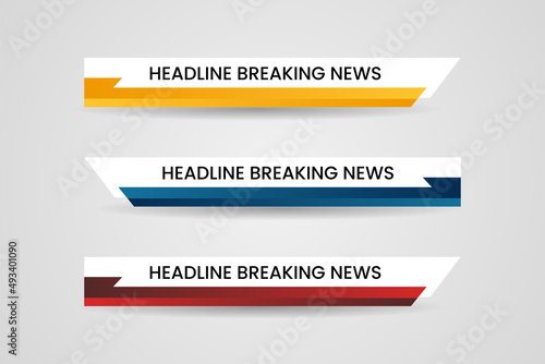 Set of bundle lower third vector design background texture banner template with yellow, red and blue shape strip color. Modern broadcast news lower for TV Bars, Sport, Video Channel, Screen, Show