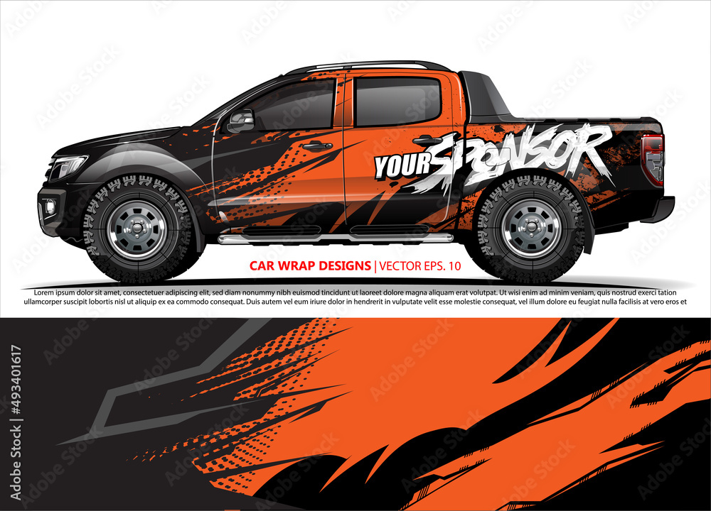 Race car wrap design vector for vehicle vinyl sticker and automotive decal livery Race car wrap design vector for vehicle vinyl sticker and automotive decal livery