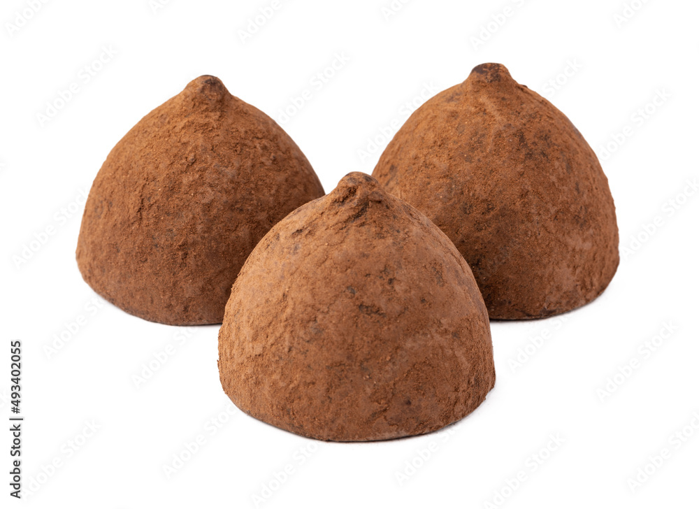 Chocolate truffle candy isolated on white background Chocolate truffle candy isolated on white background