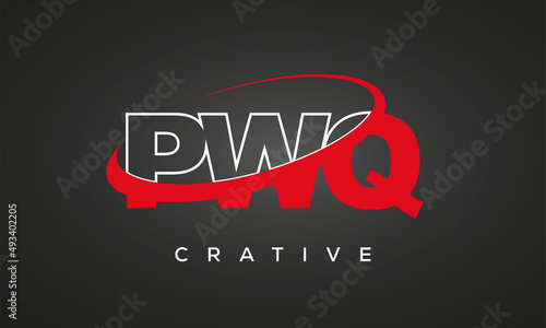 PWQ creative letters logo with 360 symbol vector art template design