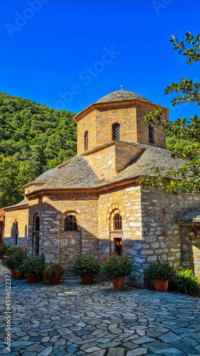 View to Evangelistria Monastery, Skiathos, Greece