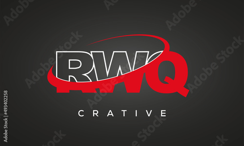 RWQ creative letters logo with 360 symbol vector art template design