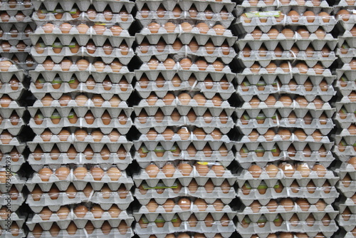 Egg cartons in grocery warehouse