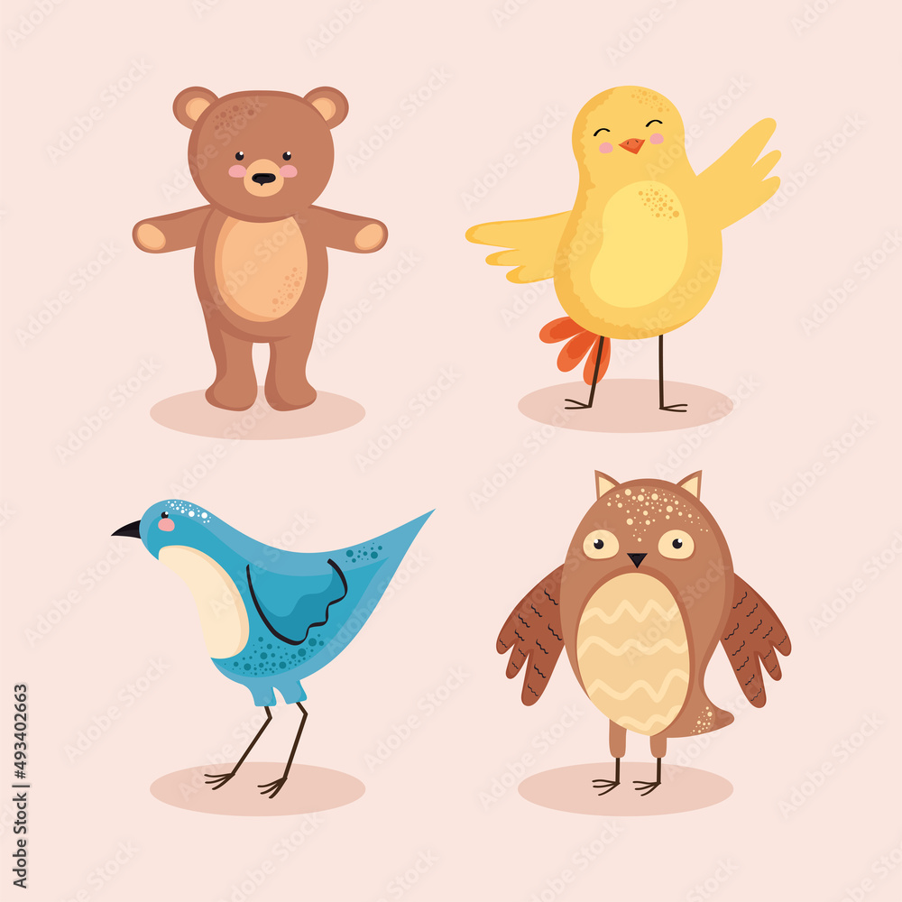 Naklejka premium four spring animals