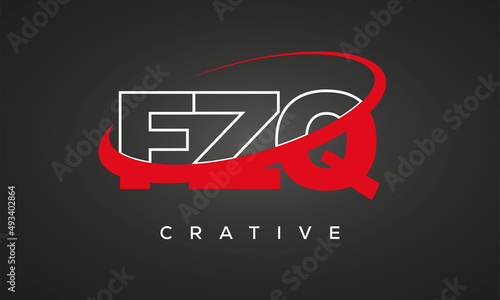 FZQ creative letters logo with 360 symbol vector art template design