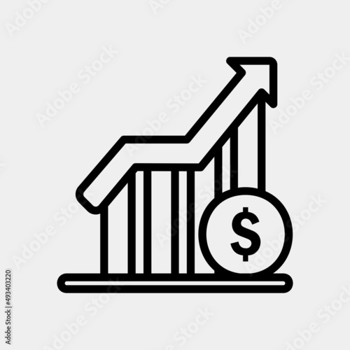 Profit icon in line style about currency, use for website mobile app presentation