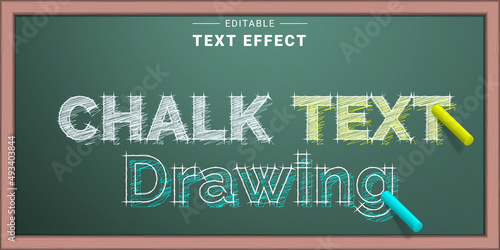Editable Text Effect Mockup. Chalk Text Effect
