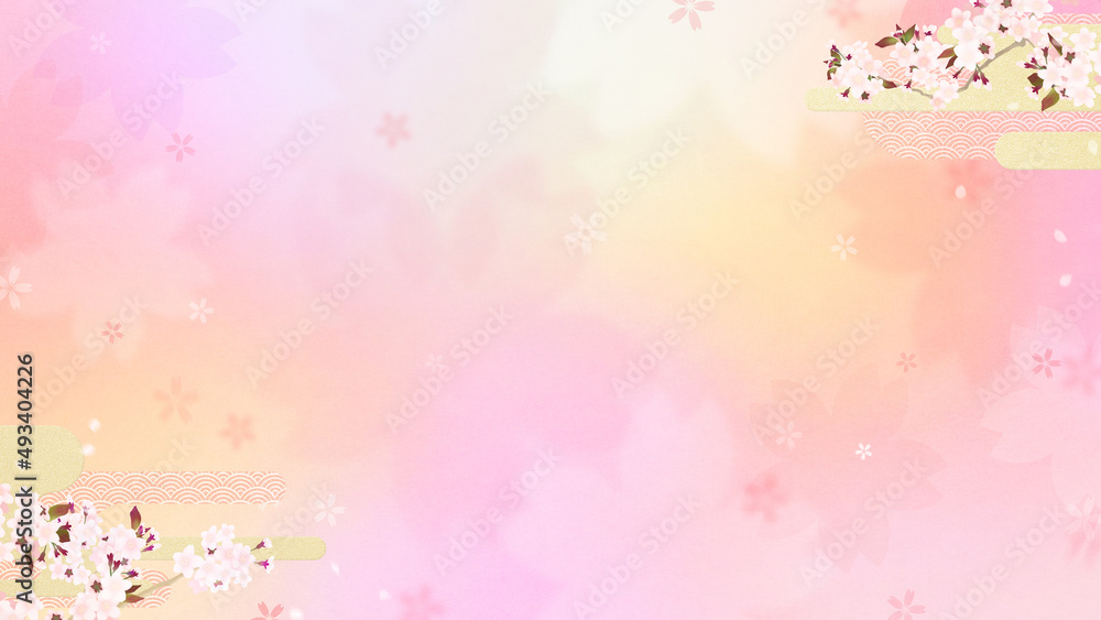 Pastel color background material using cherry blossoms