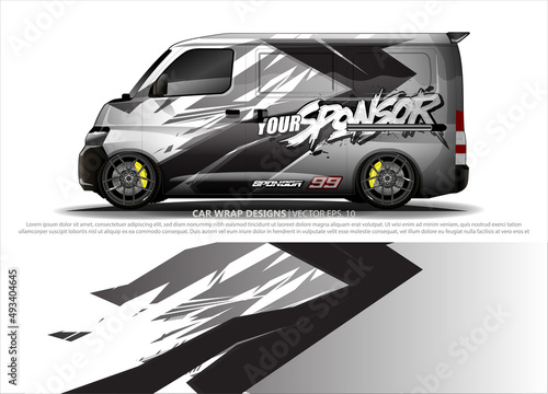 car wrap design. simple lines with abstract background vector concept for vehicle vinyl wrap and automotive decal livery 