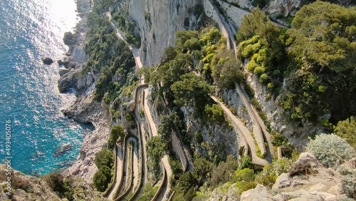 Capri - Panoramica di Via Krupp dai Giardini di Augusto