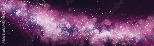 Space background with realistic nebula and lots of shining stars. Infinite universe and starry night. Colorful cosmos with stardust and the Milky Way. 