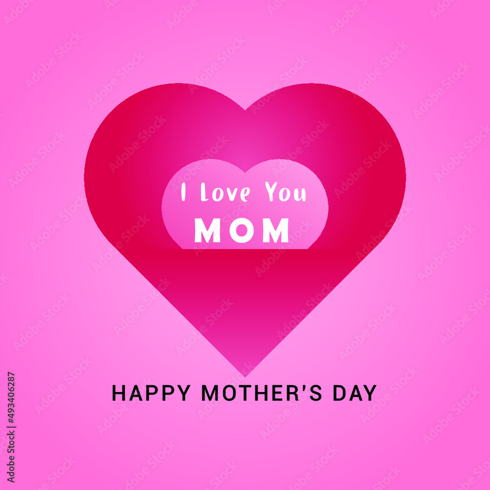 Happy mothers day lovely love with pink background vector design