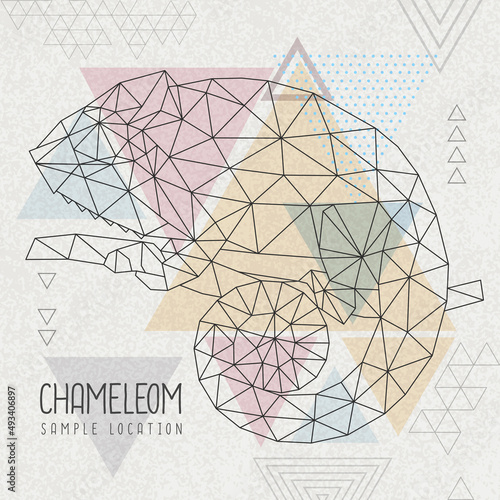 Abstract polygonal tirangle animal chameleon. Vector animal illustration.