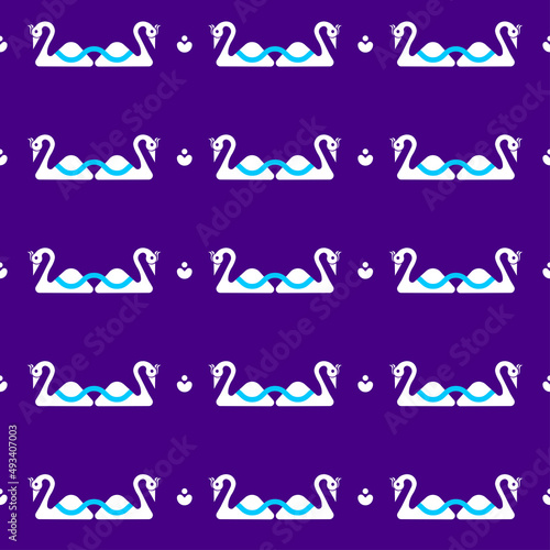 Colorful swan birds seamless pattern
