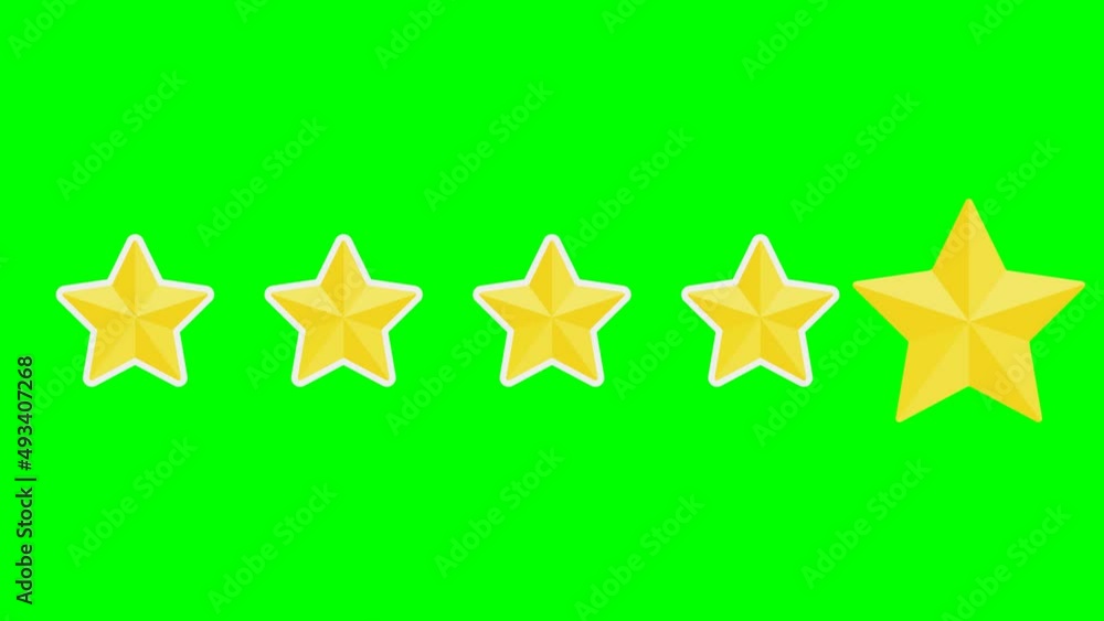5つ星の評価が点灯するグリーンバックのアニメーション動画 5つ星の評価が点灯するグリーンバックのアニメーション動画