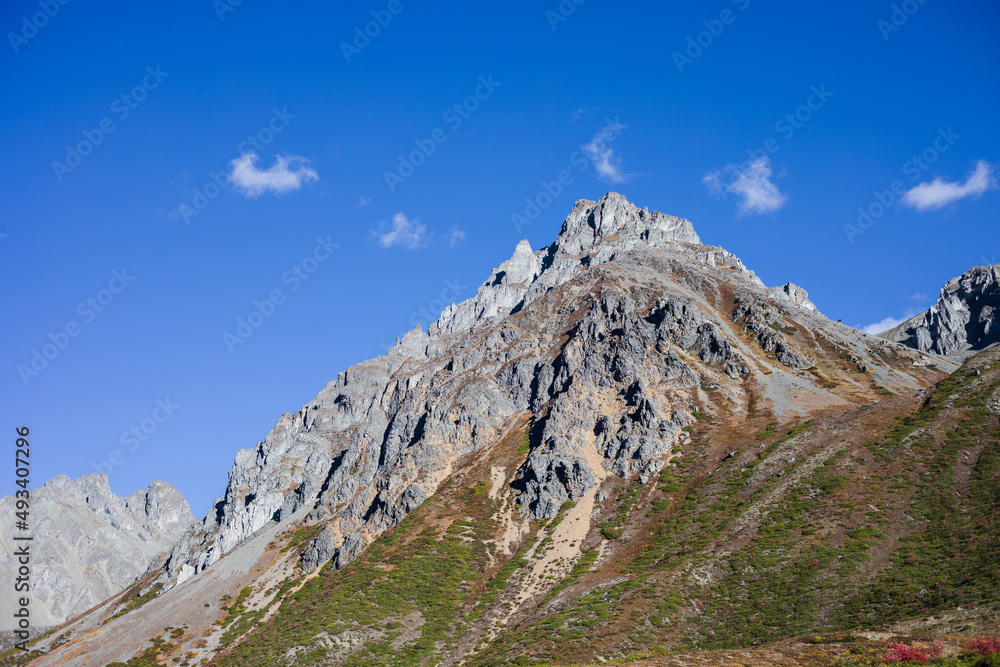 Rocky mountains with blue sky in Yunnan province