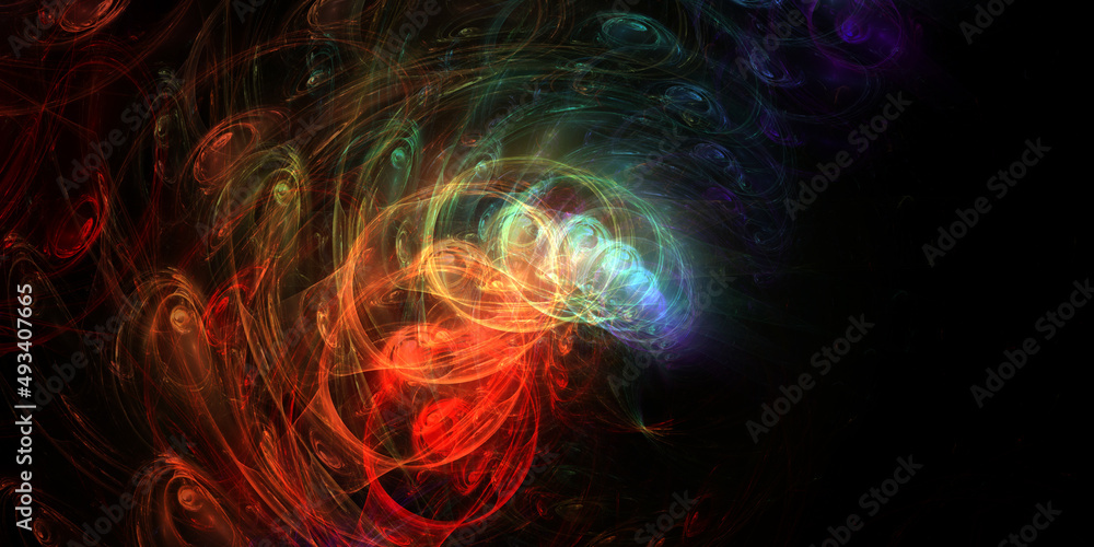 3D rendering multicolor fractal light background
