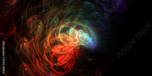 3D rendering multicolor fractal light background