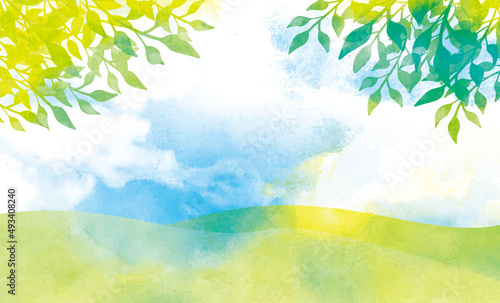 青空に輝く　青空イラスト