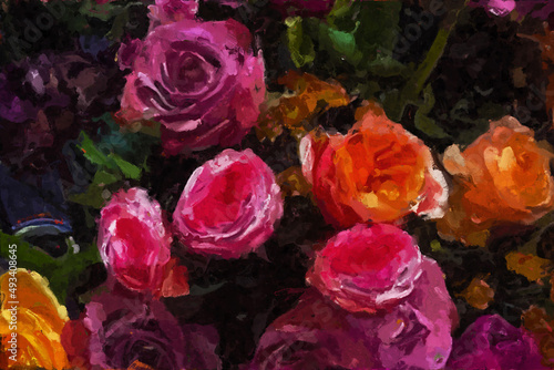 Beautiful abstract peony flower rose flower illustration